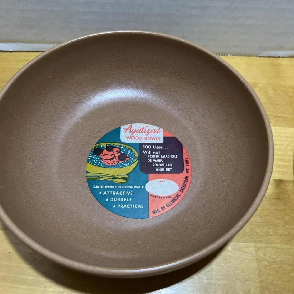 Vintage  4 Bowl Set Ellingers Agatized Wood #60 Bowl Set Sheboygan